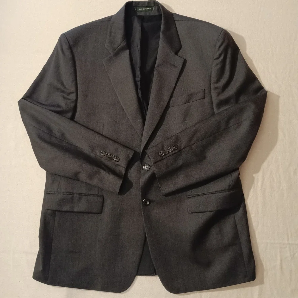 Lauren Ralph Lauren Men's Dark Gray Suit Jacket Blazer 100% Wool‎ – Size 44R
